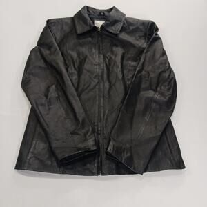Worthington RN#93677 Women's Black Genuine Leather Full Zip Jacket Size Medium